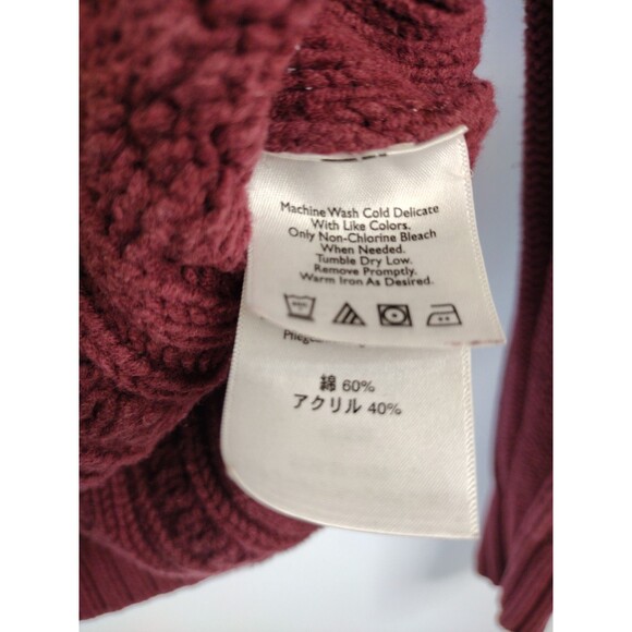 Eddie Bauer Womens Merlot Turtle Knee Cable Knit Cotton Sweater M tall - Picture 7 of 7
